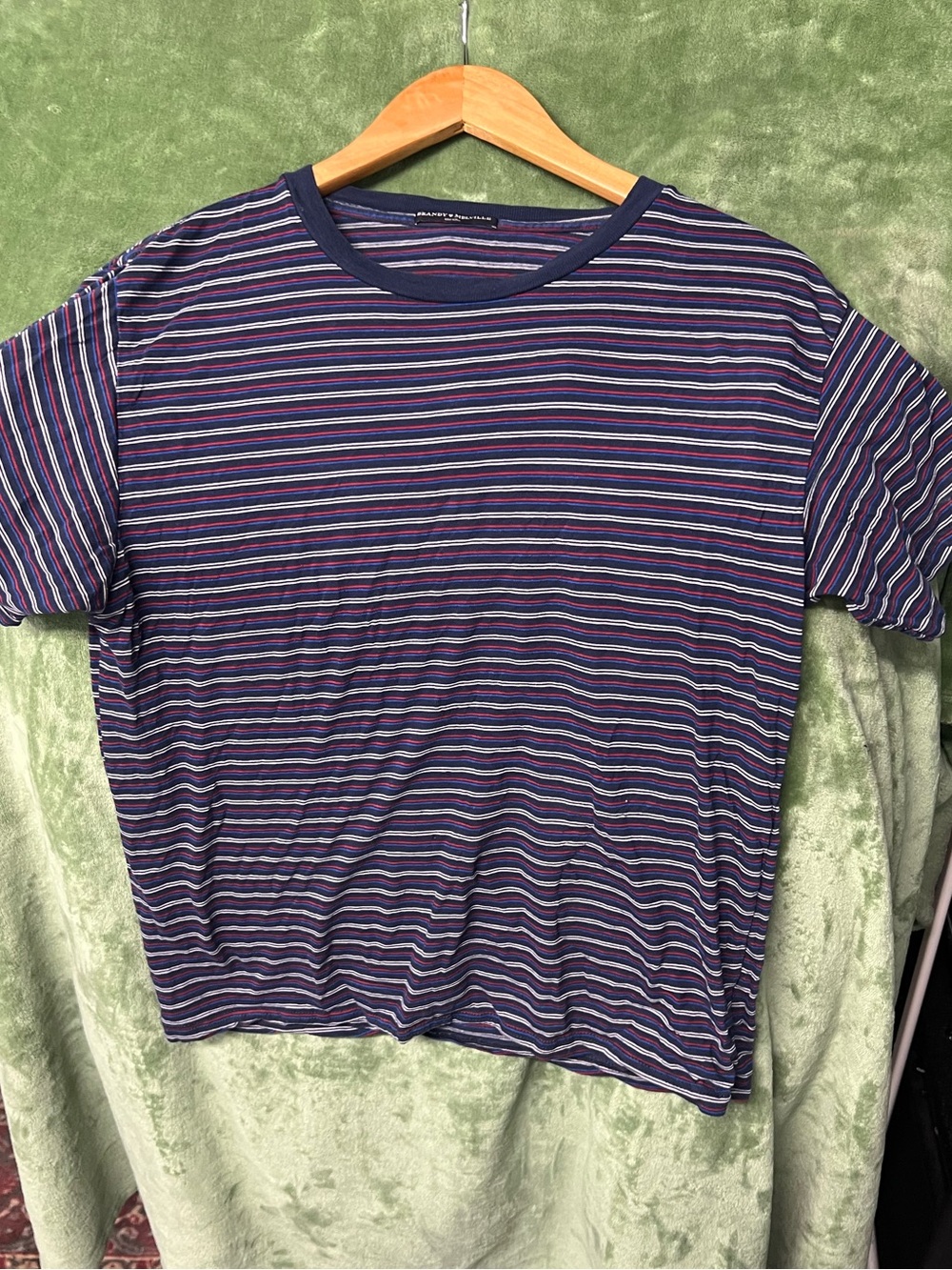 Brandy Melville Navy Striped Tee with Red and White Accents